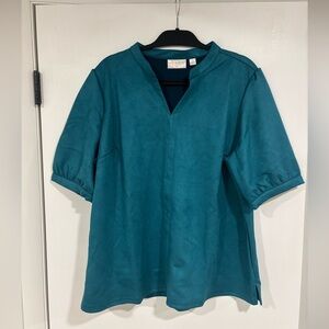 Belle BOHO Teal V-Neck Blouse